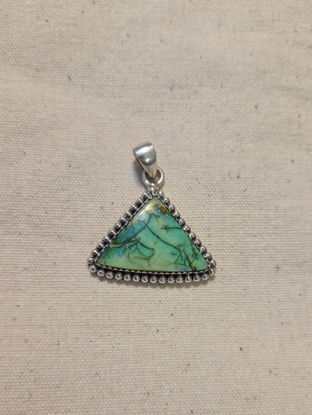 Silver Triangle Monarch Opal Pendant